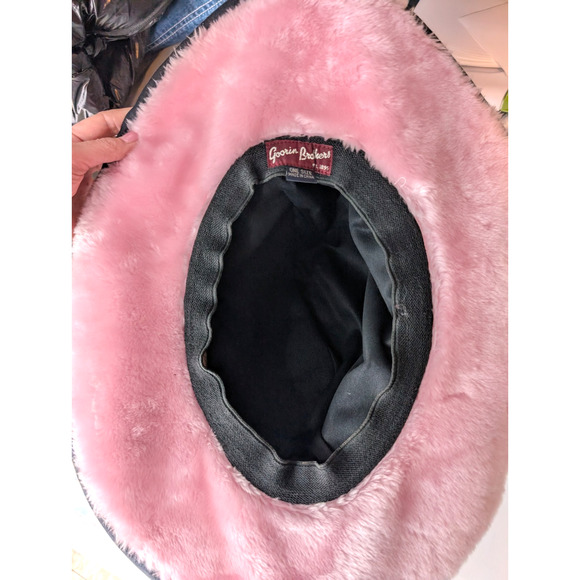 Vintage Goorin Bros Pink Fuzzy Faux Fur‎ Wide Brim Cowboy Western Hat Rare